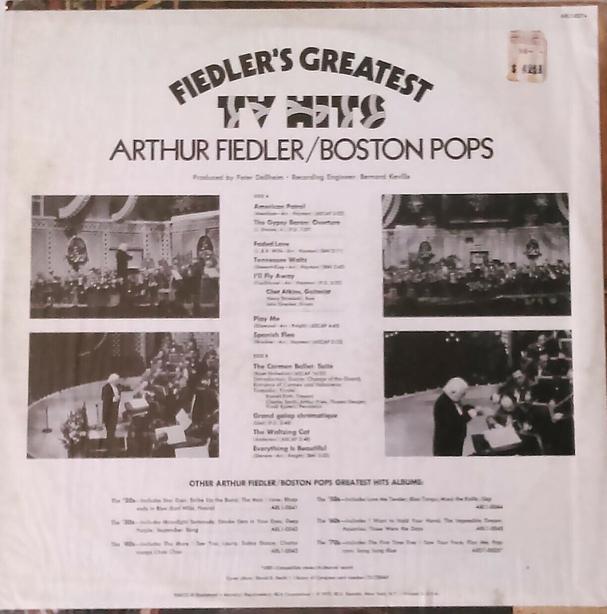 Arthur Fiedler - Fiedler's Greatest TV Hits (RCA, 1973) 12" vinyl LP VG/VG US