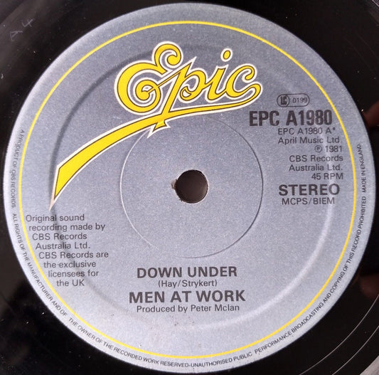 Men At Work - Down Under (Epic, 1981) 7" vinyl single VG/-