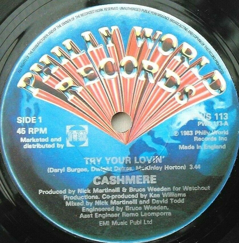 Cashmere - Try Your Lovin' (Philly World, 1983) 7" vinyl single VG/-