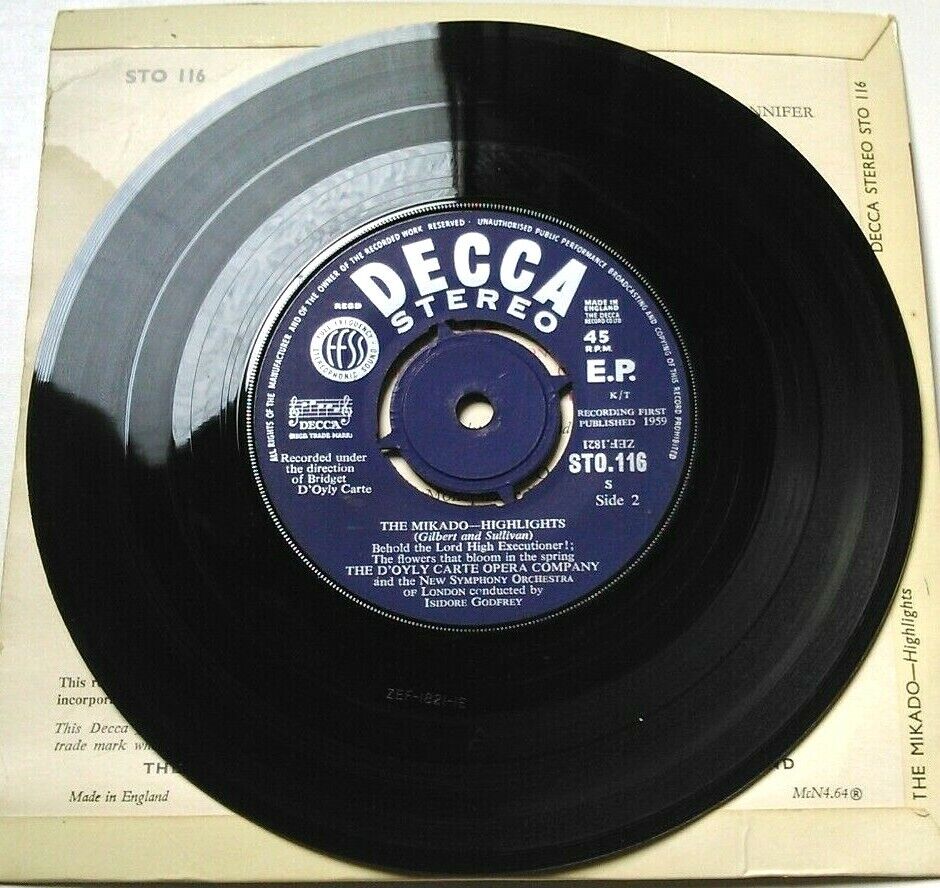 Gilbert And Sullivan - Highlights From The Mikado (Decca, 1960) 7" vinyl EP VG