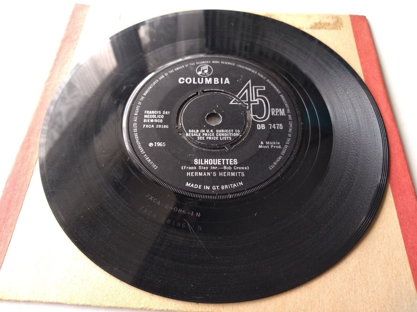 Herman's Hermits - Silhouettes (Columbia 1965) 7" vinyl single VG/-