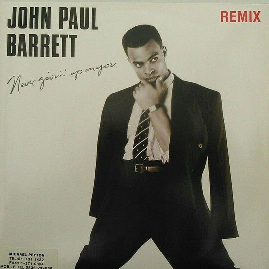 John Paul Barrett – Never Givin' Up On You (1987) 7" vinyl P/S single VG/VG