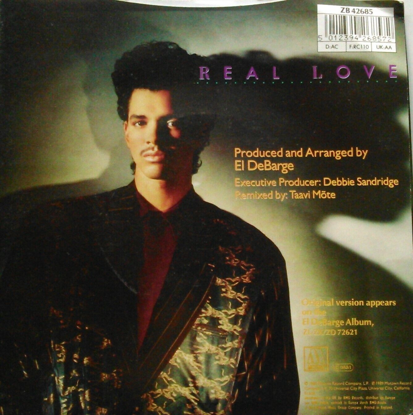 El DeBarge – Real Love (Motown, 1989) 7" vinyl P/S single VG/VG