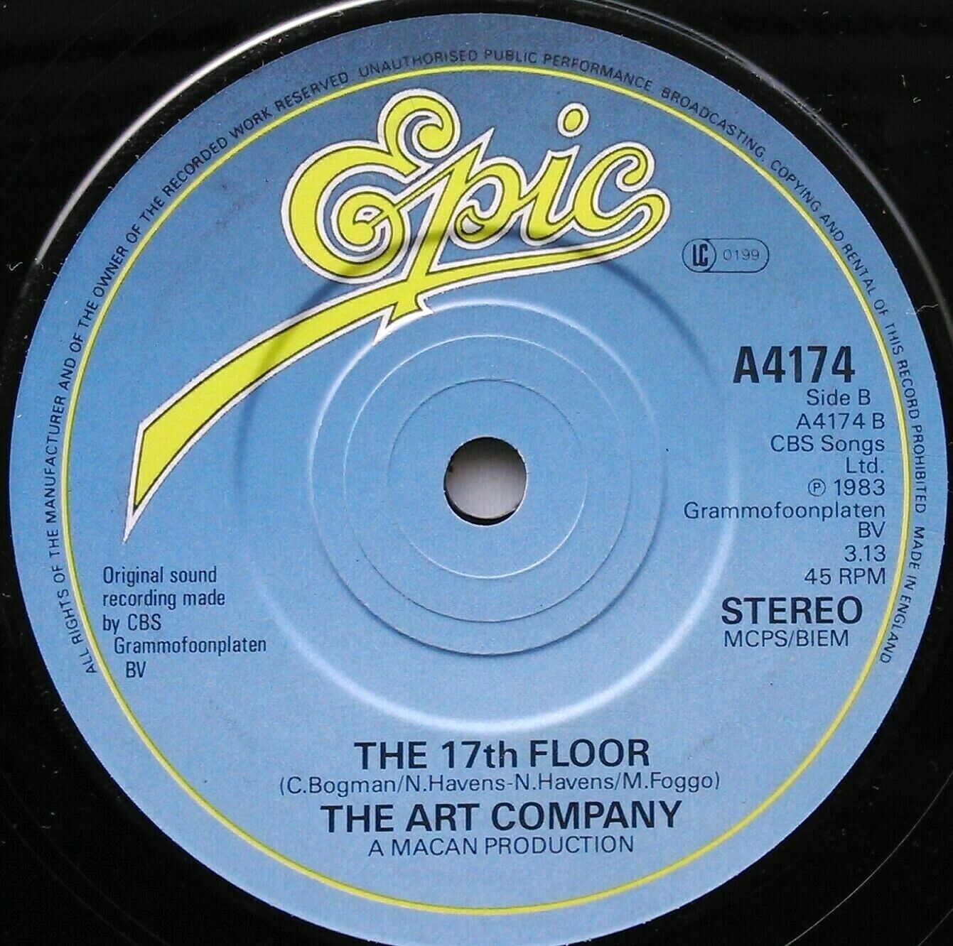 The Art Company - Susanna (Epic, 1983) 7" vinyl single VG/-