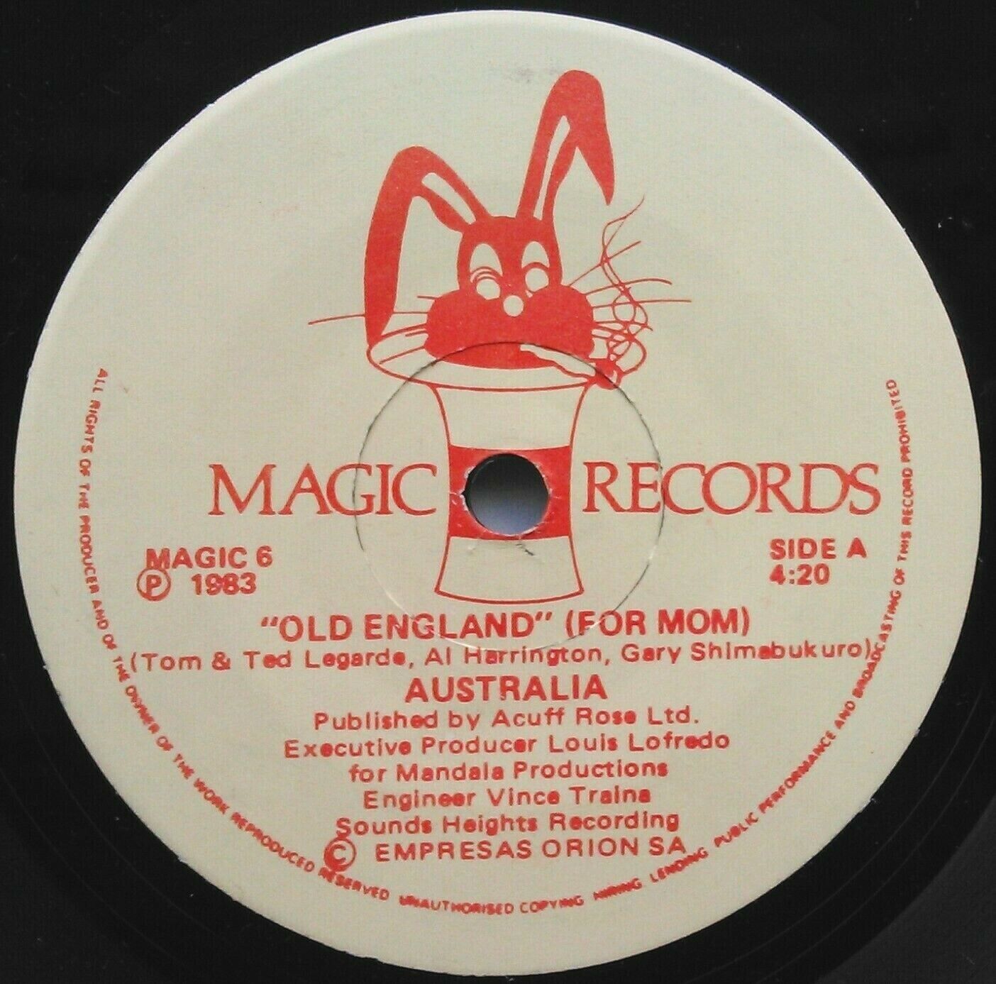 Australia – Old England (For Mom) (Magic, 1983) 7" vinyl single VG/-