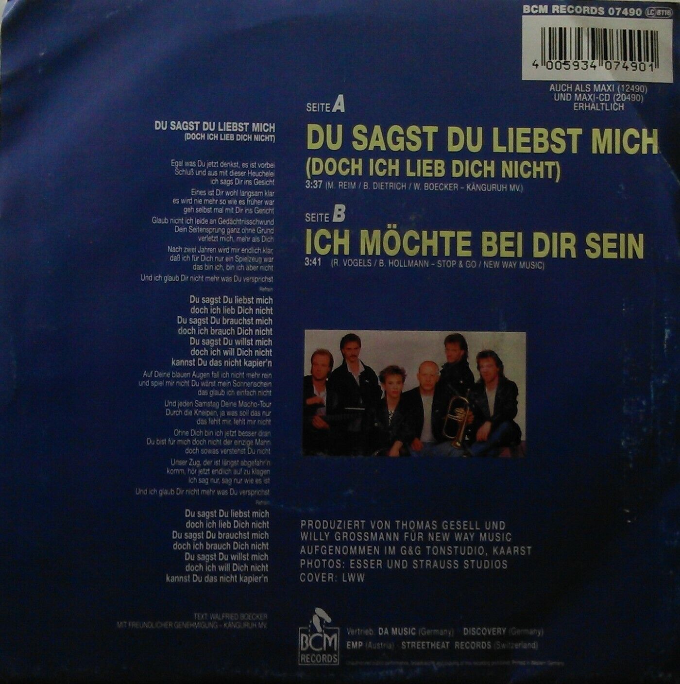 Sound Convoy – Du Sagst Du Liebst Mich (BCM, 1990) 7" vinyl single VG/VG