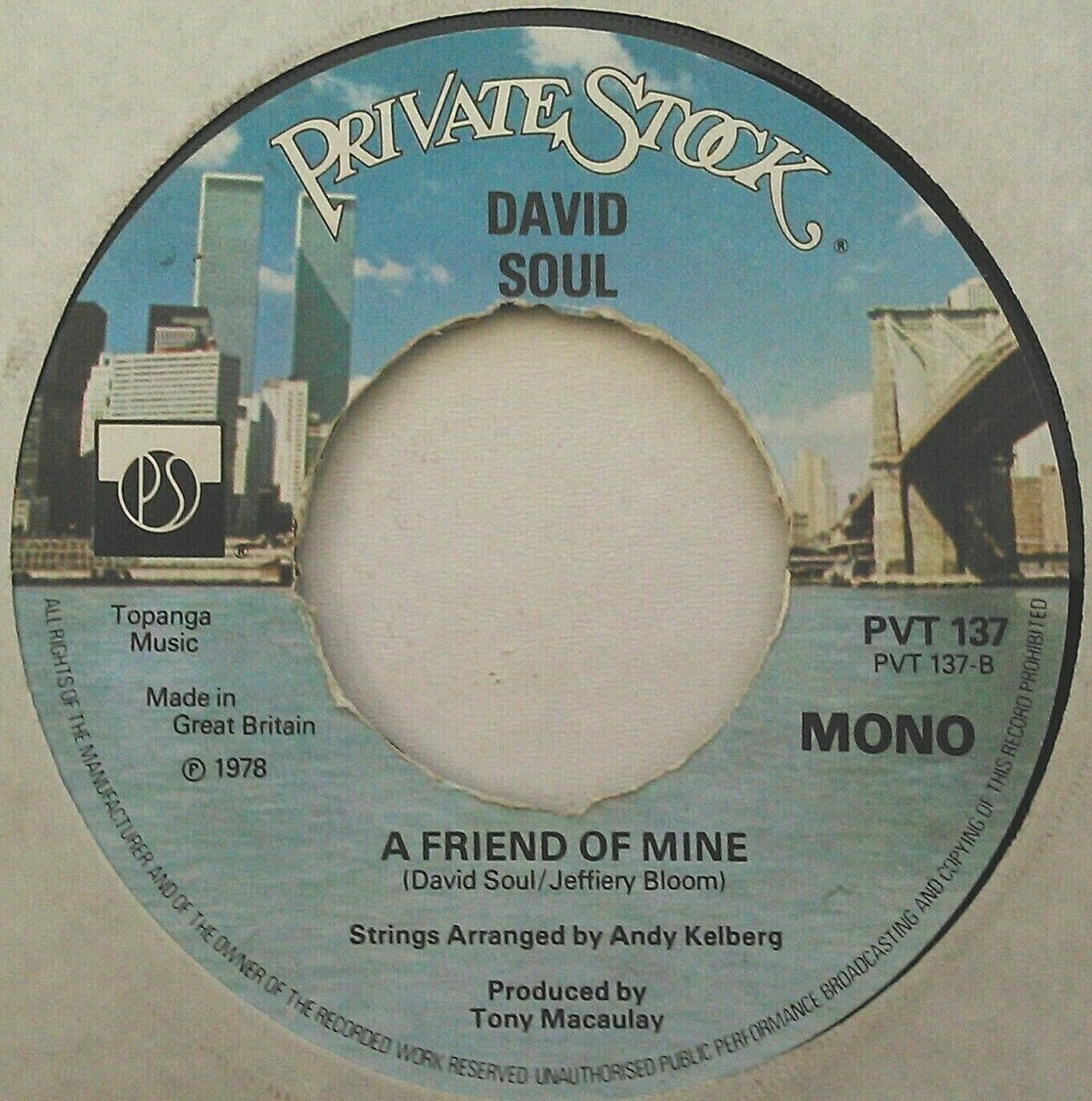 David Soul ‎– It Sure Brings Out The Love In Your Eyes 7" vinyl single VG/-