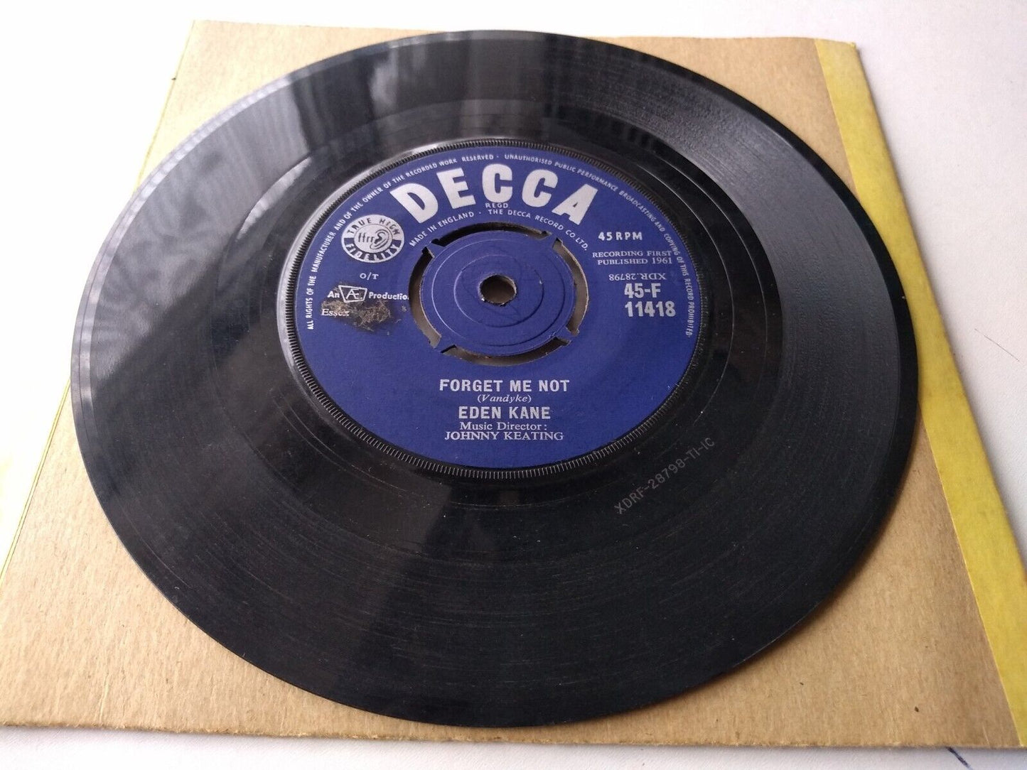 Eden Kane - Forget Me Not (Decca 1961) 7" vinyl single VG/-