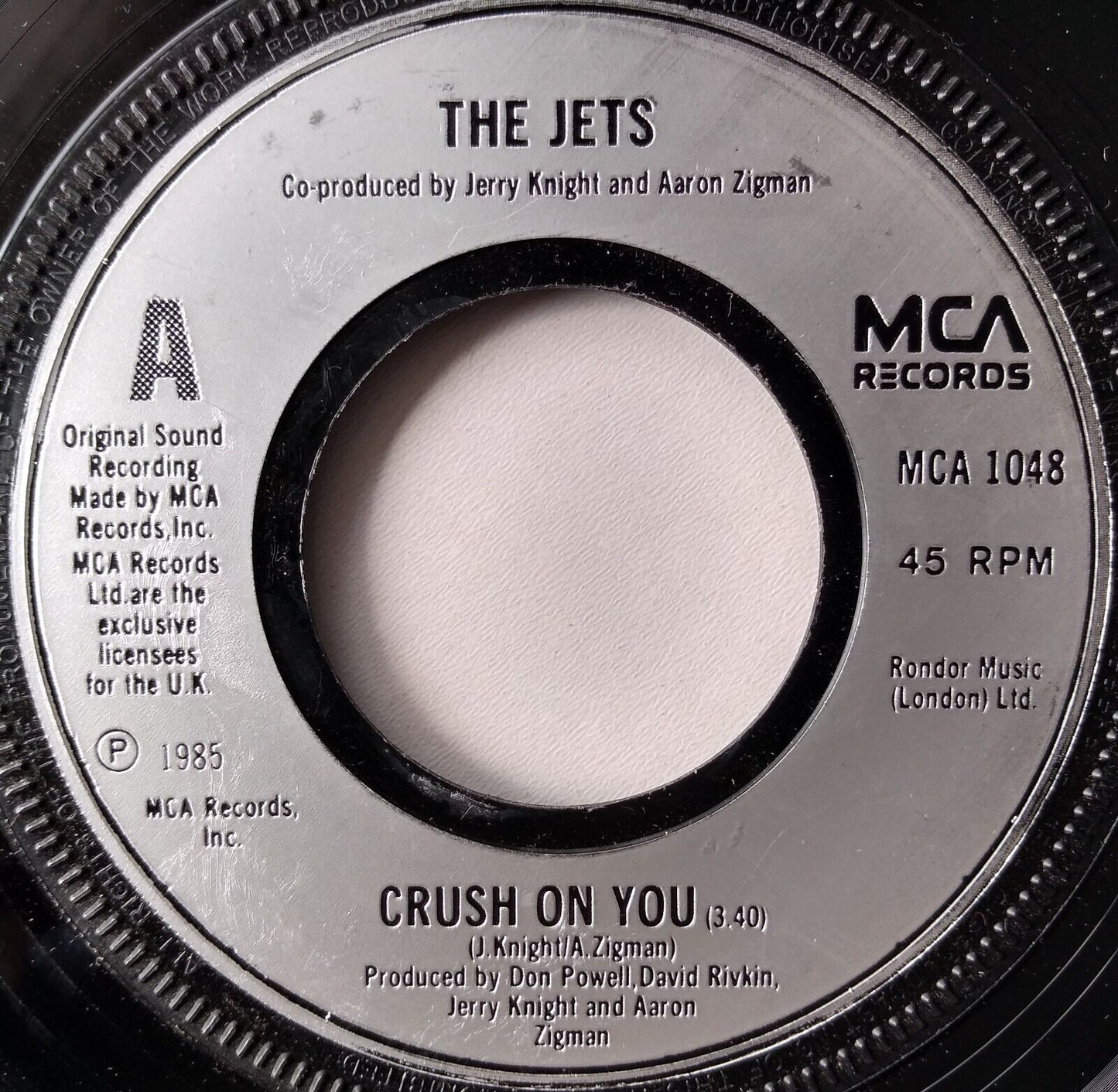 The Jets – Crush On You (MCA 1985) 7" vinyl single VG/- jukebox centre