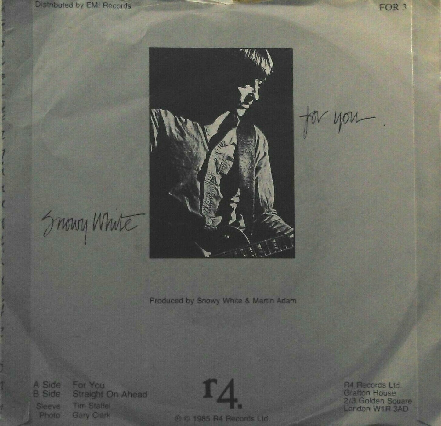 Snowy White - For You (R4, 1985) 7" vinyl P/S single VG/VG