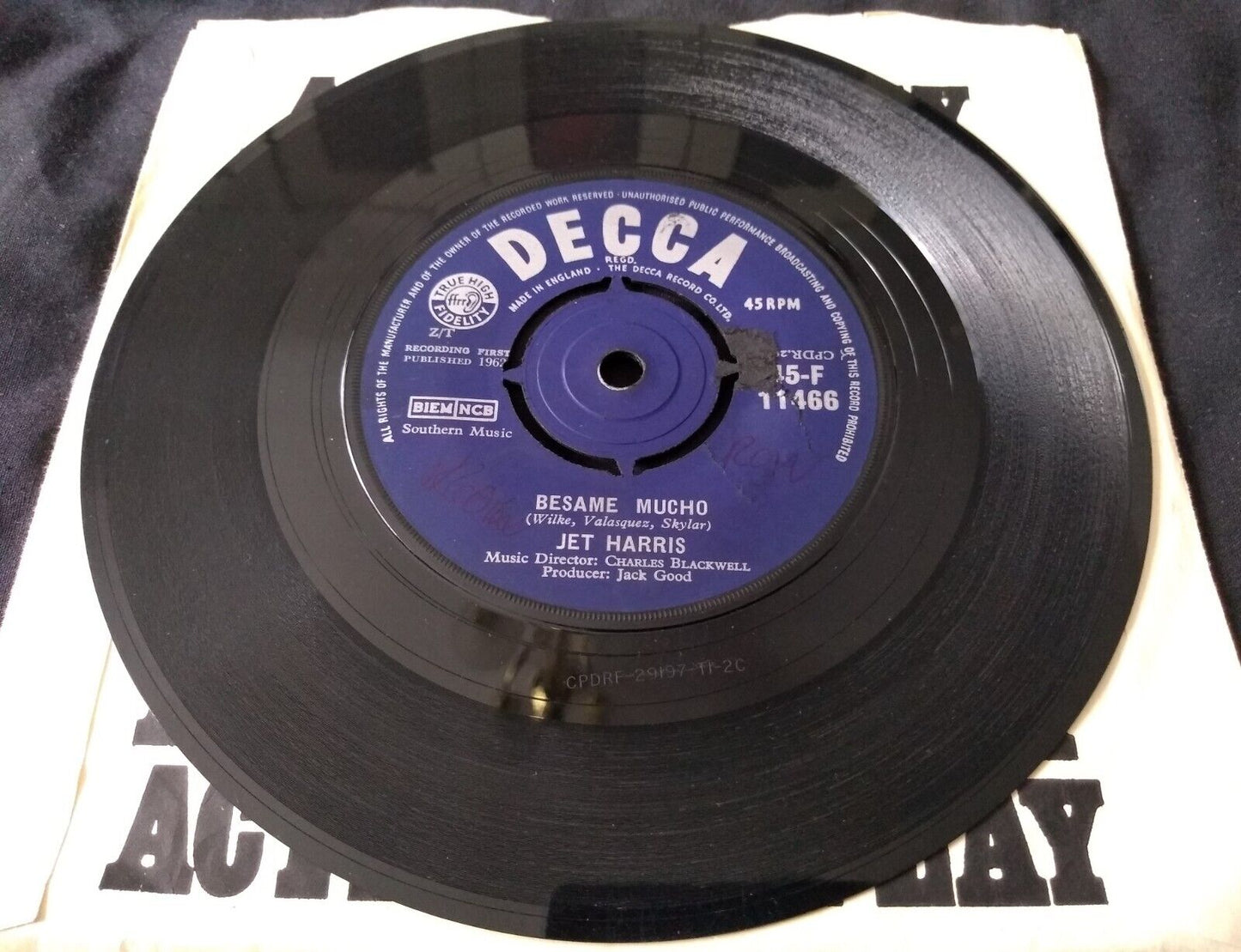 Jet Harris - Besame Mucho (Decca 1962) 7" vinyl single VG/-