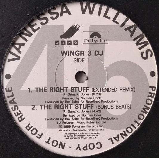 Vanessa Williams - The Right Stuff (Polydor 1989) 12" vinyl single VG/VG promo