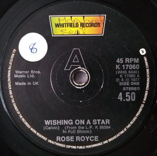 Rose Royce - Wishing On A Star (Whitfield 1977) 7" vinyl single VG/-