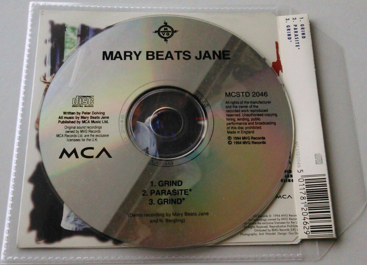 Mary Beats Jane – Grind (1995) CD single *no case - plastic wallet*