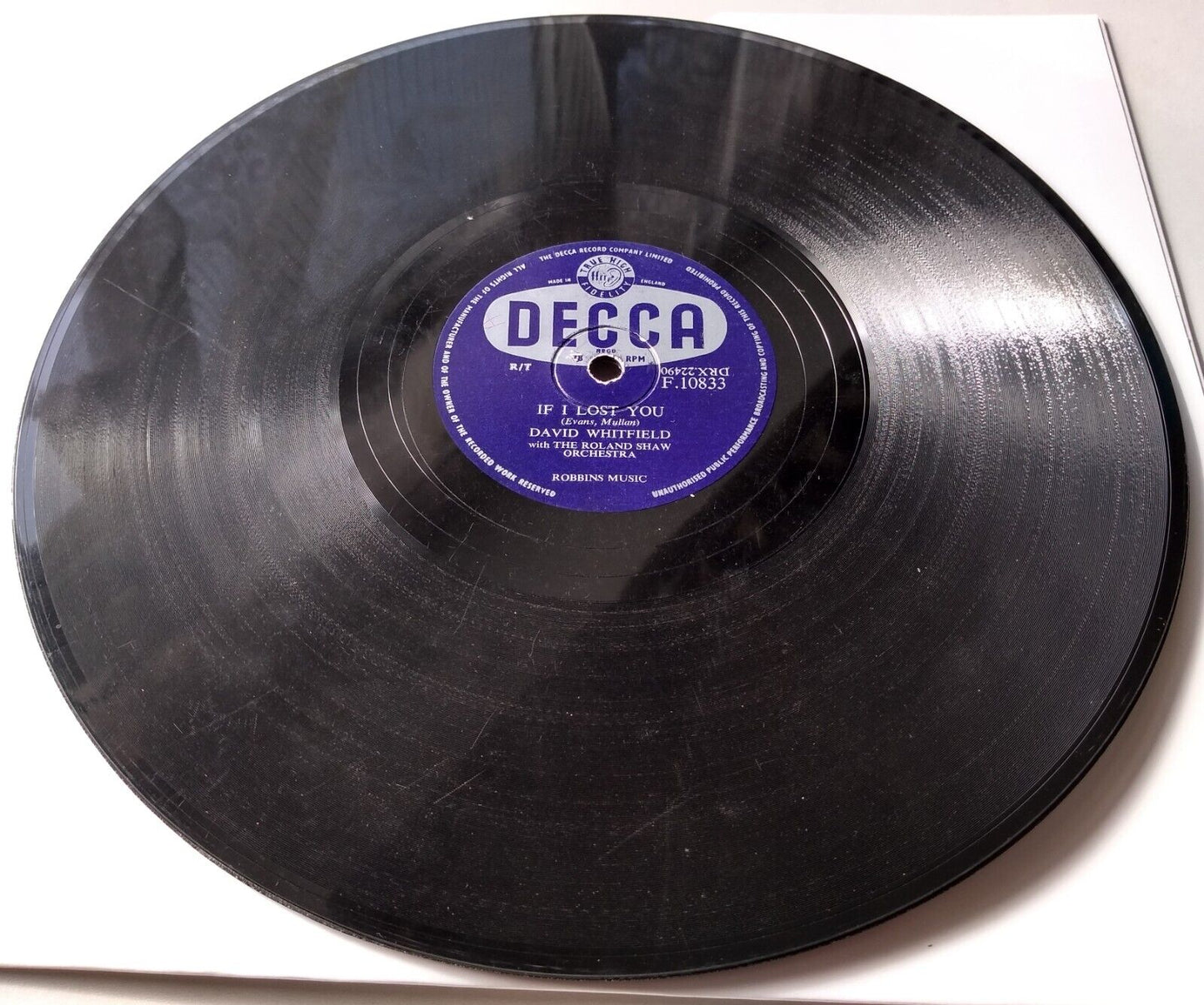 David Whitfield - The Adoration Waltz (Decca 1957) 10" shellac VG/-