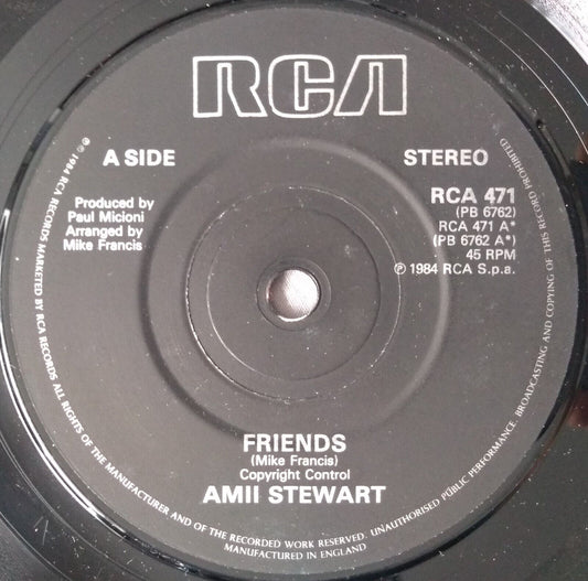 Amii Stewart - Friends (RCA 1984) 7" vinyl single VG/-