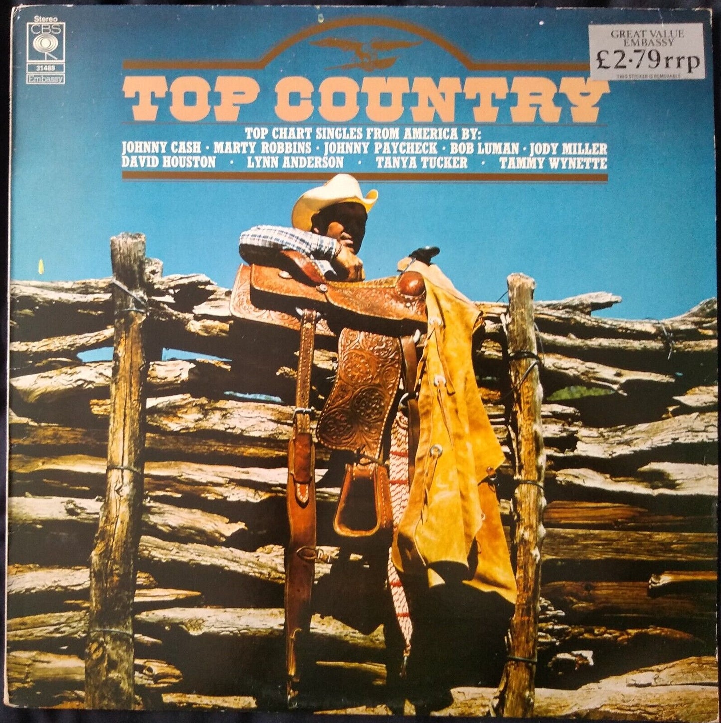 Various ‎– Top Country (Embassy 1977) 12" vinyl LP VG/VG compilation