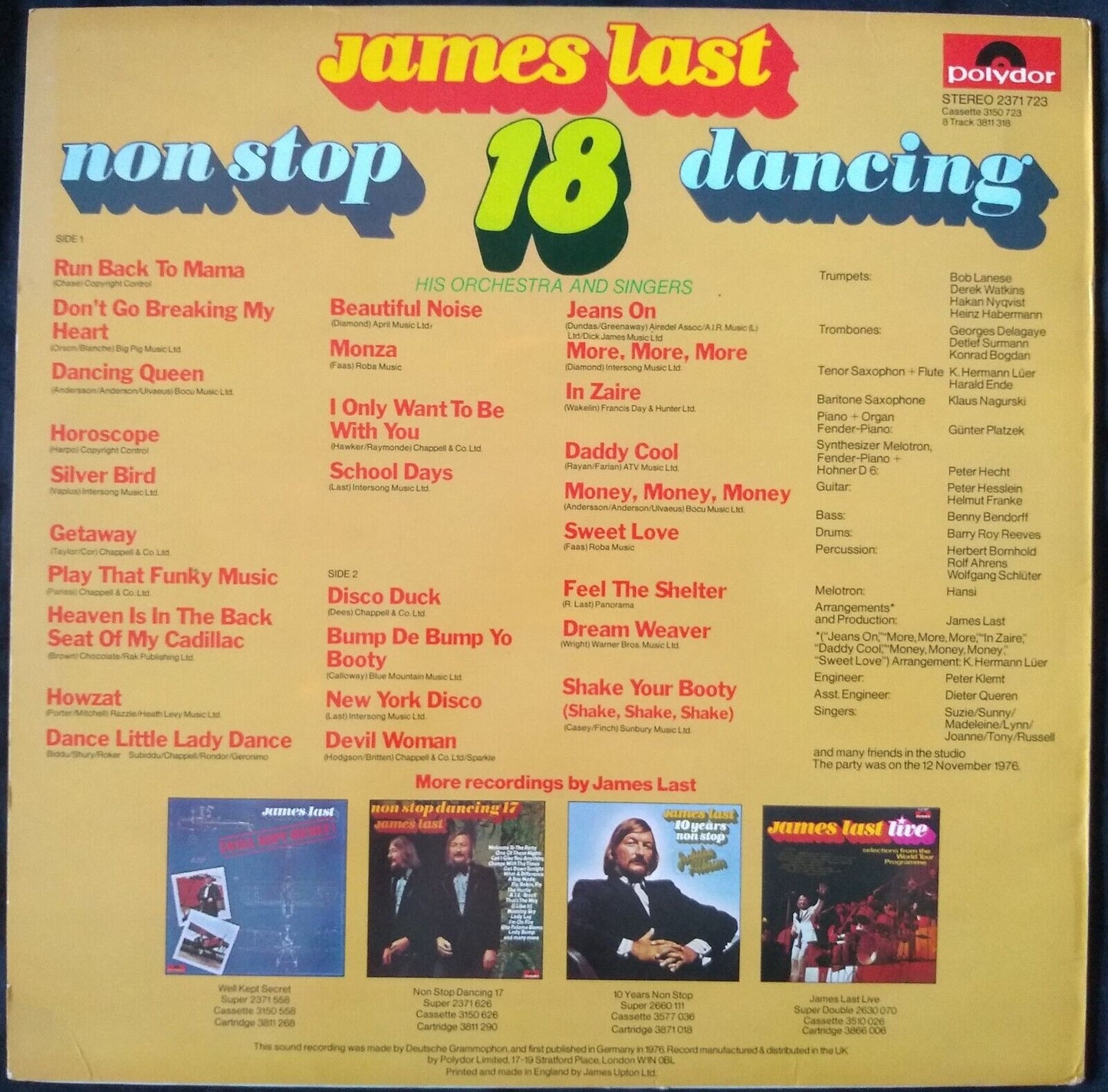 James Last – Non Stop Dancing 18 (Polydor 1976) 12" vinyl LP VG/VG