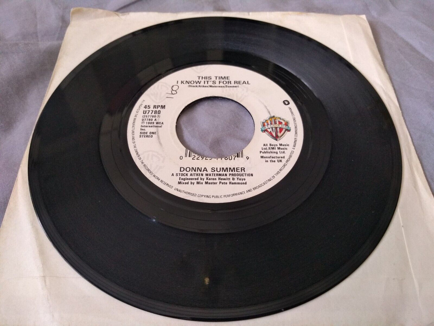 Donna Summer - This Time I Know It's For Real (1989) 7" vinyl single VG jukebox