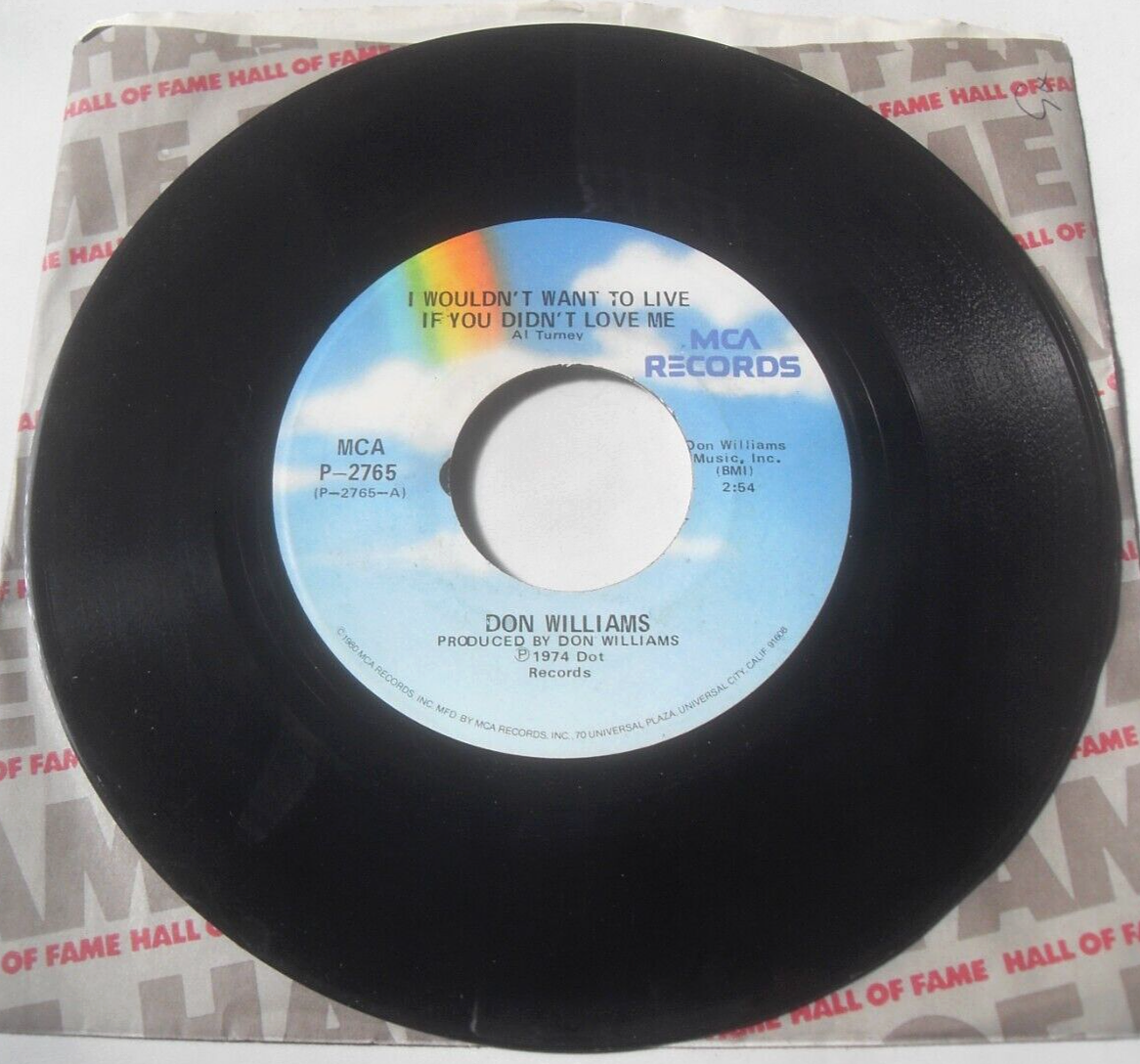 Don Williams - I Wouldn't Want To Live If You Didn't Love Me (MCA) US 7" VG/VG