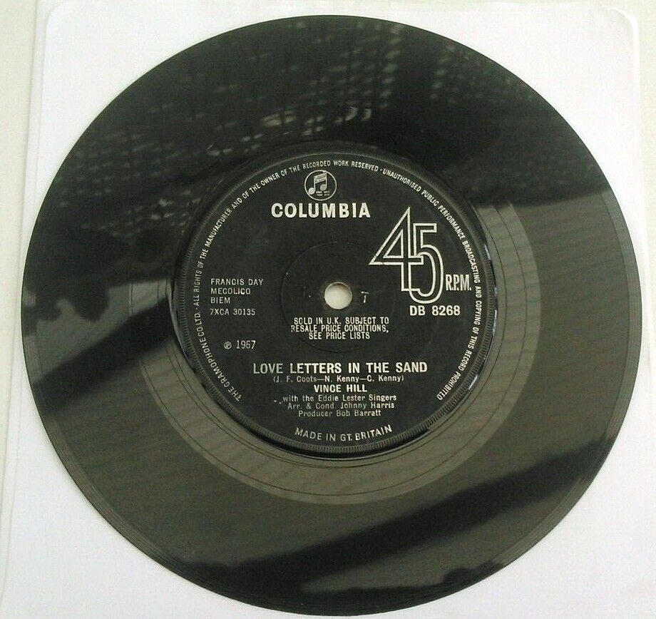 Vince Hill – Love Letters In The Sand (Columbia, 1967) 7" vinyl single VG/-