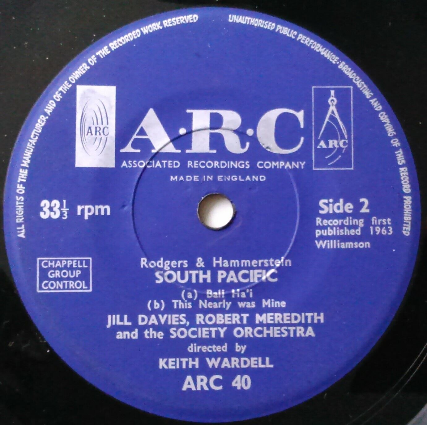 Robert Meredith & The Society Orchestra – South Pacific 7" vinyl EP VG/-