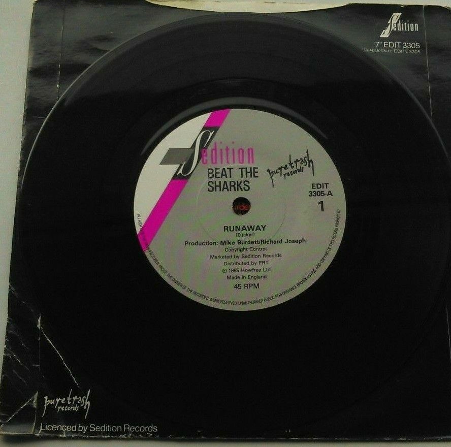 Beat The Sharks - Runaway (Sedition, 1985) 7" vinyl P/S single VG/G+