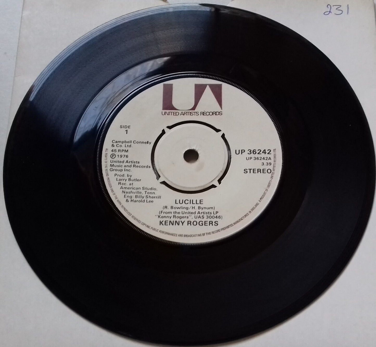 Kenny Rogers - Lucille (UA 1976) 7" vinyl single VG/-