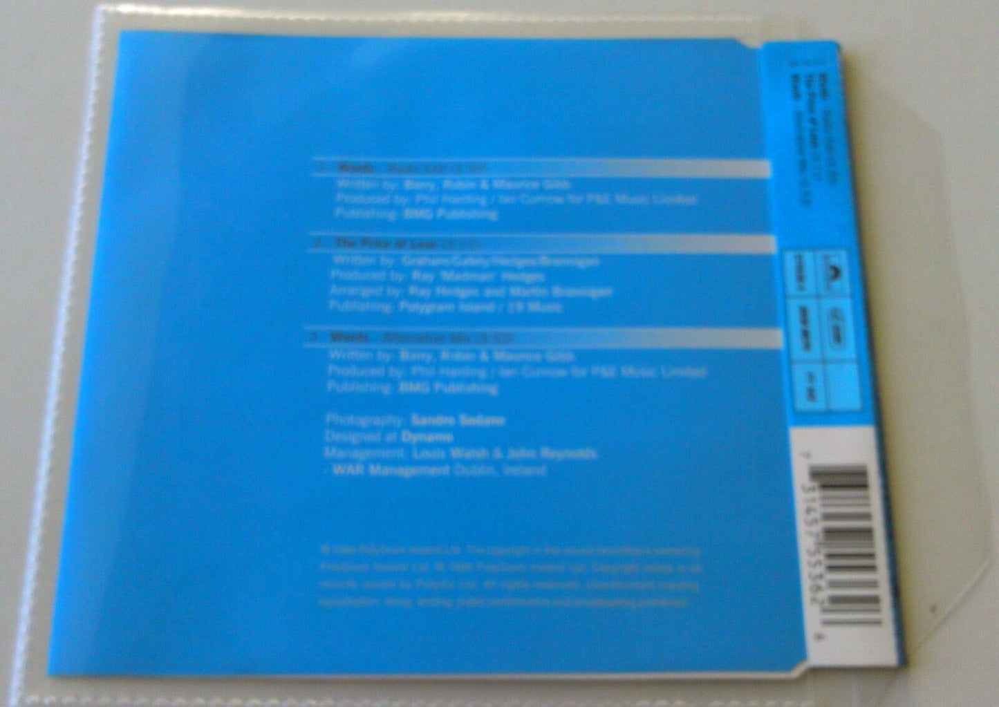 Boyzone ‎– Words (1996) CD single *no case - plastic wallet*