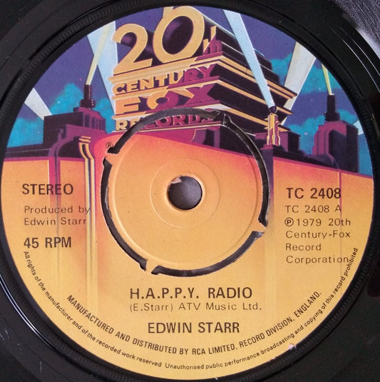 Edwin Starr - H.A.P.P.Y. Radio (20th Century Fox 1979) 7" vinyl single VG/-