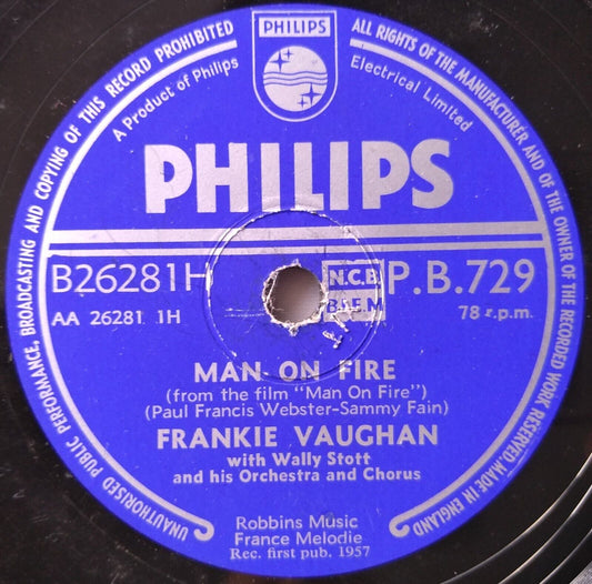 Frankie Vaughan - Man On Fire (Philips 1957) 10" shellac VG/-