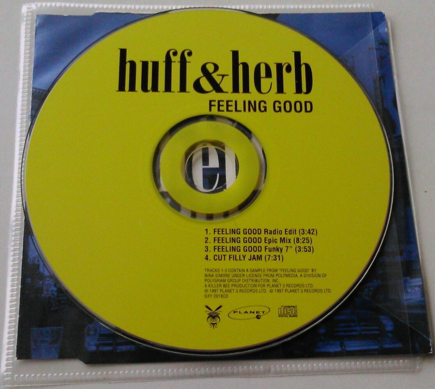 Huff & Herb – Feeling Good (1997) CD single *no case - plastic wallet*