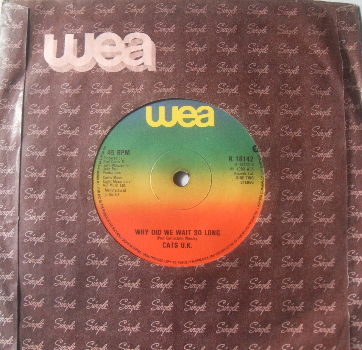 Cats U.K.- Sixteen Looking For Love (WEA 1980) 7" vinyl single VG/VG