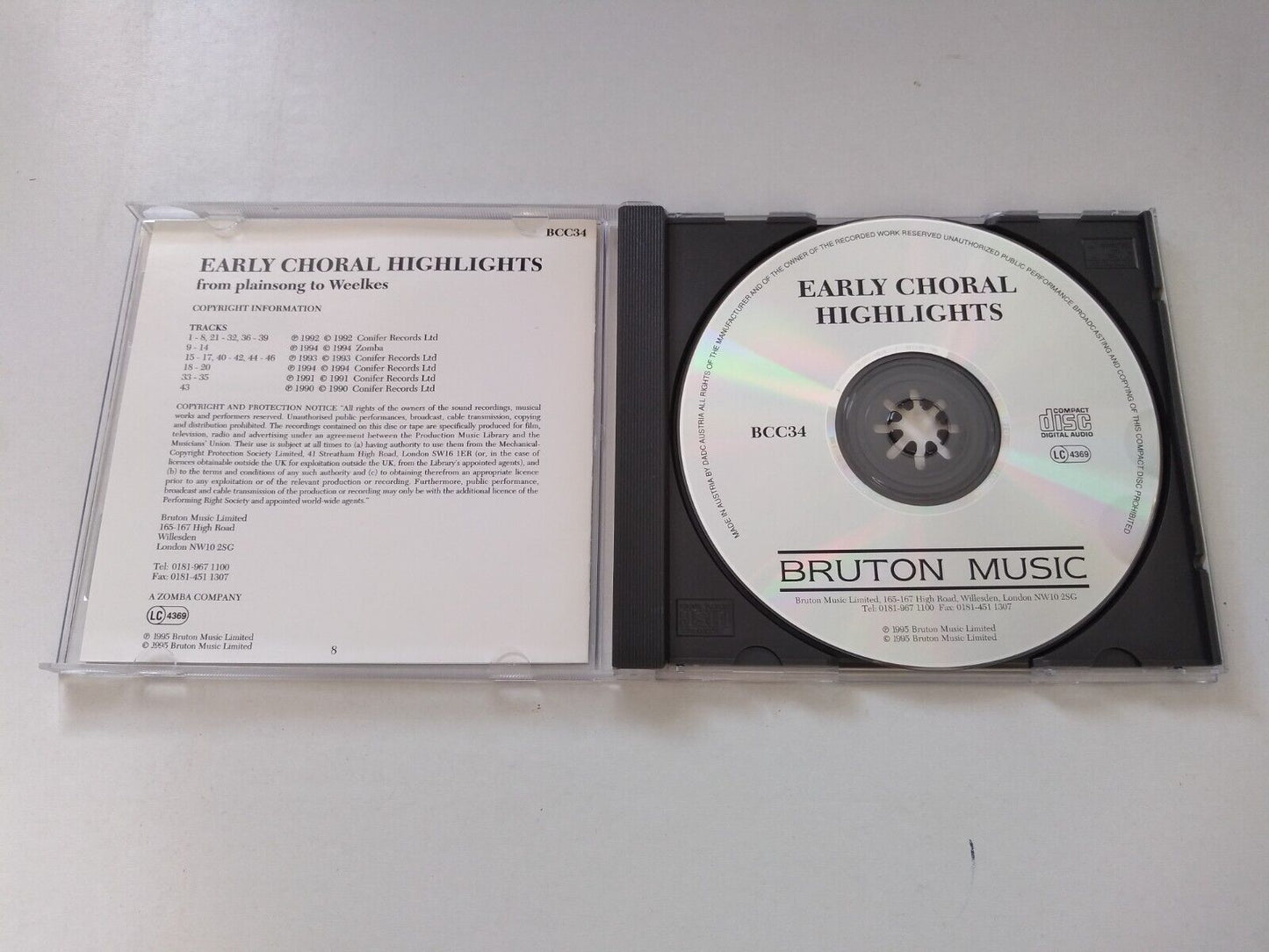 Various - Early Choral Highlights (Bruton 1995) CD album