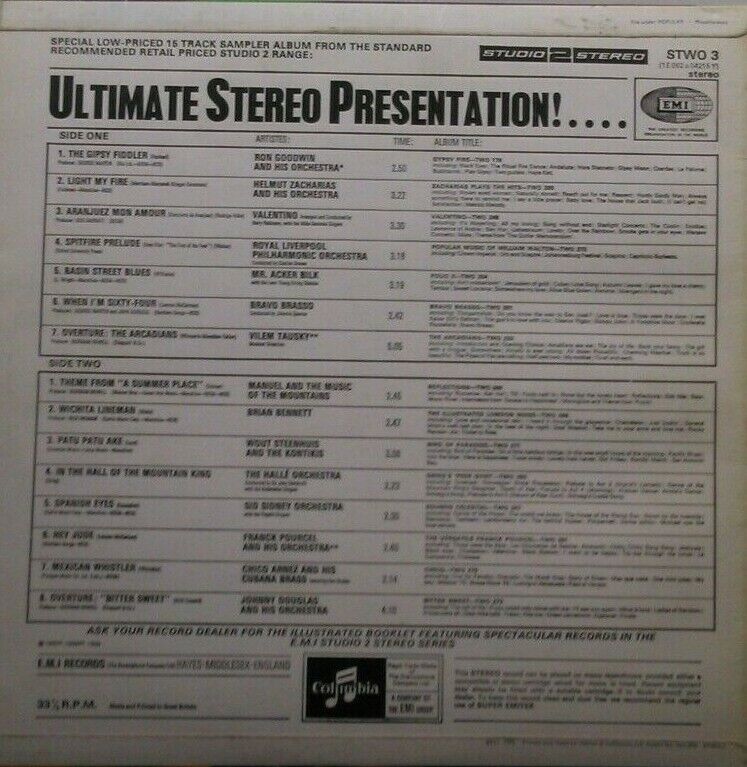 Various – Ultimate Stereo Presentation (Columbia, 1969) 12" vinyl LP VG/VG