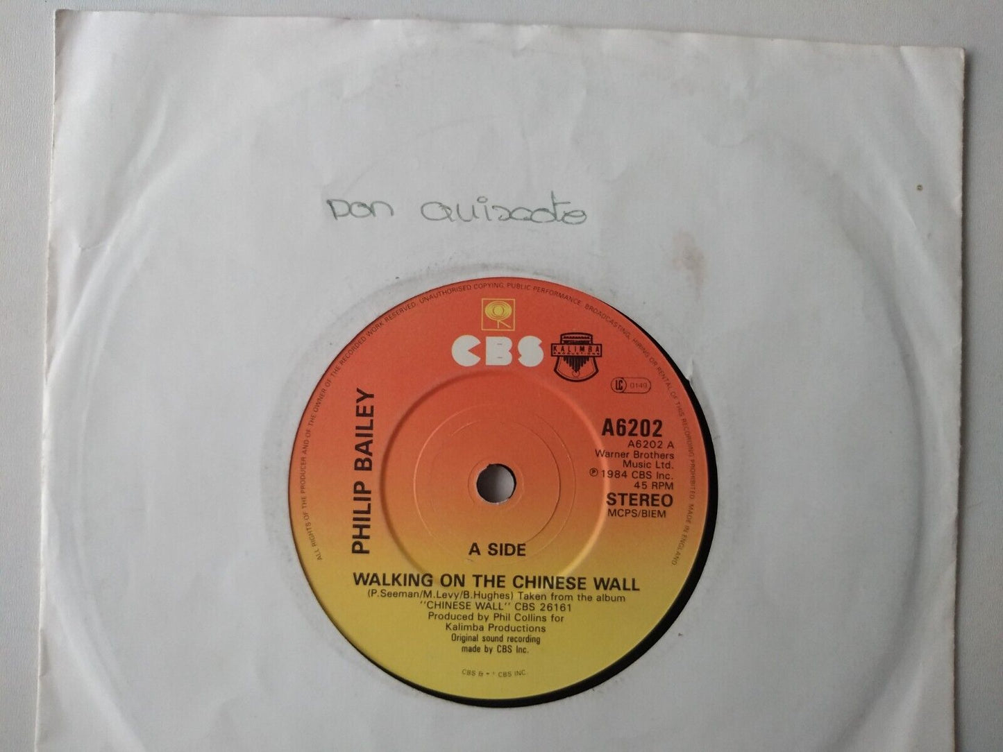 Philip Bailey - Walking On The Chinese Wall (CBS 1985) 7" vinyl single VG/-