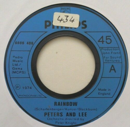 Peters And Lee – Rainbow (Philips, 1974) 7" vinyl single VG/- jukebox centre