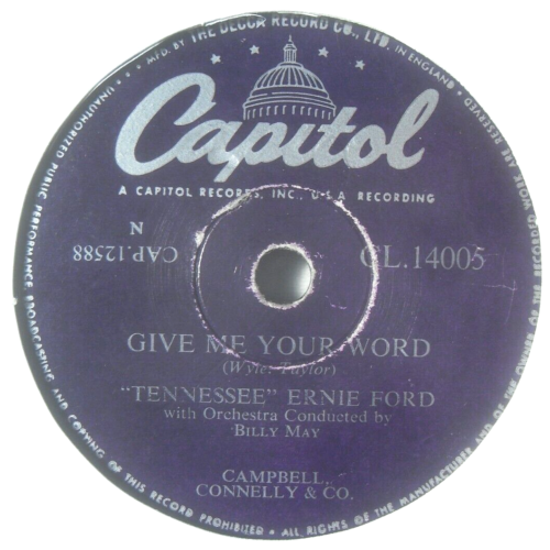 Tennessee Ernie Ford – Give Me Your Word (Capitol 1954) 10" shellac VG/-