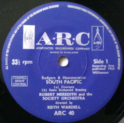 Robert Meredith & The Society Orchestra – South Pacific 7" vinyl EP VG/-