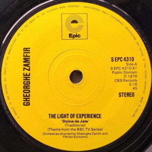 Gheorghe Zamfir – The Light Of Experience (Doina De Jale) (1976) 7" vinyl VG/-