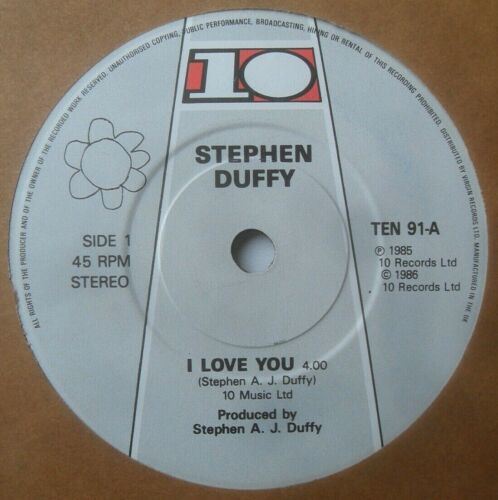 Stephen Duffy – I Love You (10, 1986) 7" vinyl single VG/-