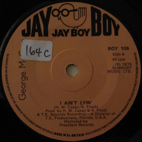 George McCrae – I Ain't Lyin' (Jay Boy, 1975) 7" vinyl single VG/-