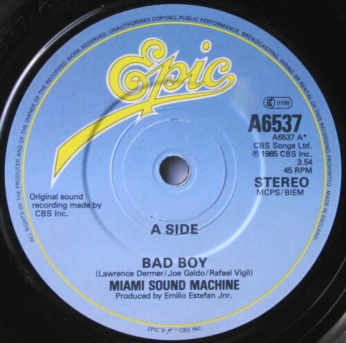 Miami Sound Machine - Bad Boy (Epic, 1986) 7" vinyl single VG/-