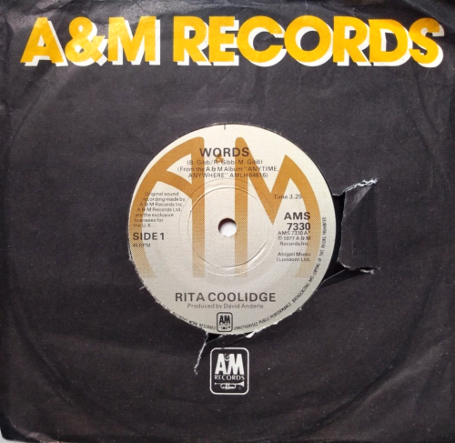 Rita Coolidge - Words (A&M 1977) 7" vinyl single VG/G+