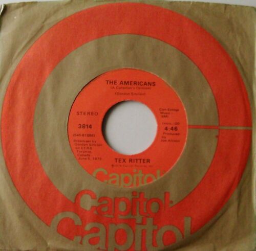 Tex Ritter – The Americans (Capitol, 1974) 7" vinyl US single VG/G