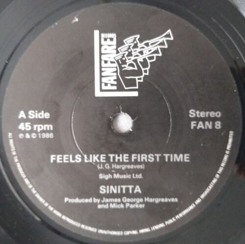 Sinitta - Feels Like The First Time (Fanfare 1986) 7" vinyl single VG/-