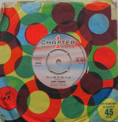 Gerry Monroe - It's A Sin To Tell A Lie  (Chapter 1, 1971) 7" vinyl single VG/-