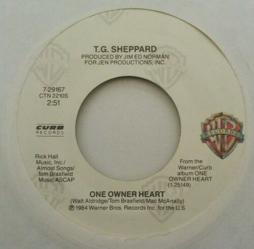 T. G. Sheppard – One Owner Heart (1984) 7" vinyl US single VG/- jukebox centre