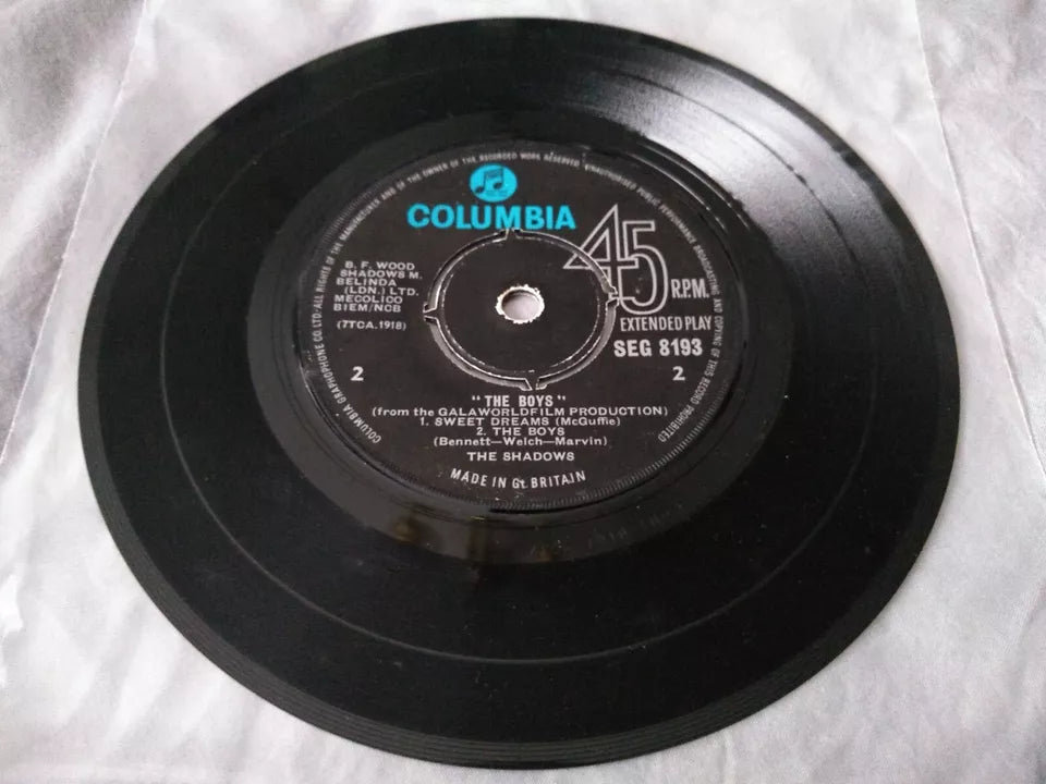 The Shadows - Theme music from "The Boys" (Columbia 1962) 7" vinyl EP VG/-