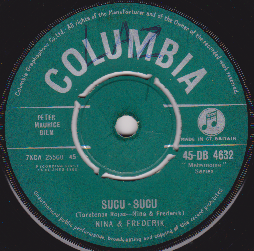 Nina & Frederik – Sucu - Sucu (Columbia 1961) 7" vinyl single VG/-